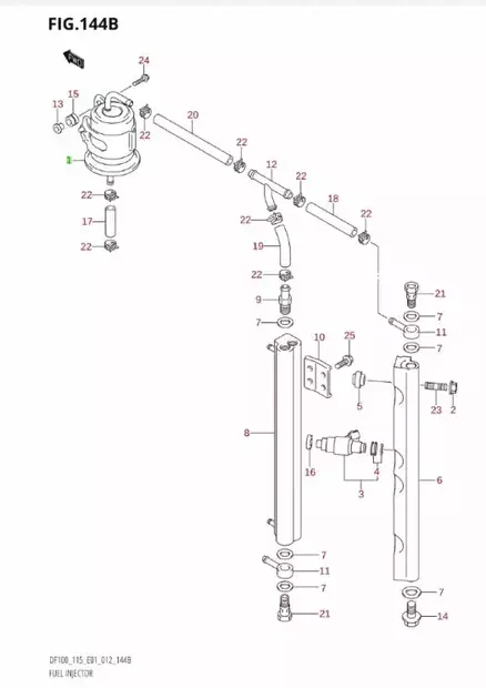 Suzuki Korkeapainesuodatin/Filter Assy Fuel DF90/DF100/DF115/DF140 - Suzuki osat perämoottorille - 42750 - 2